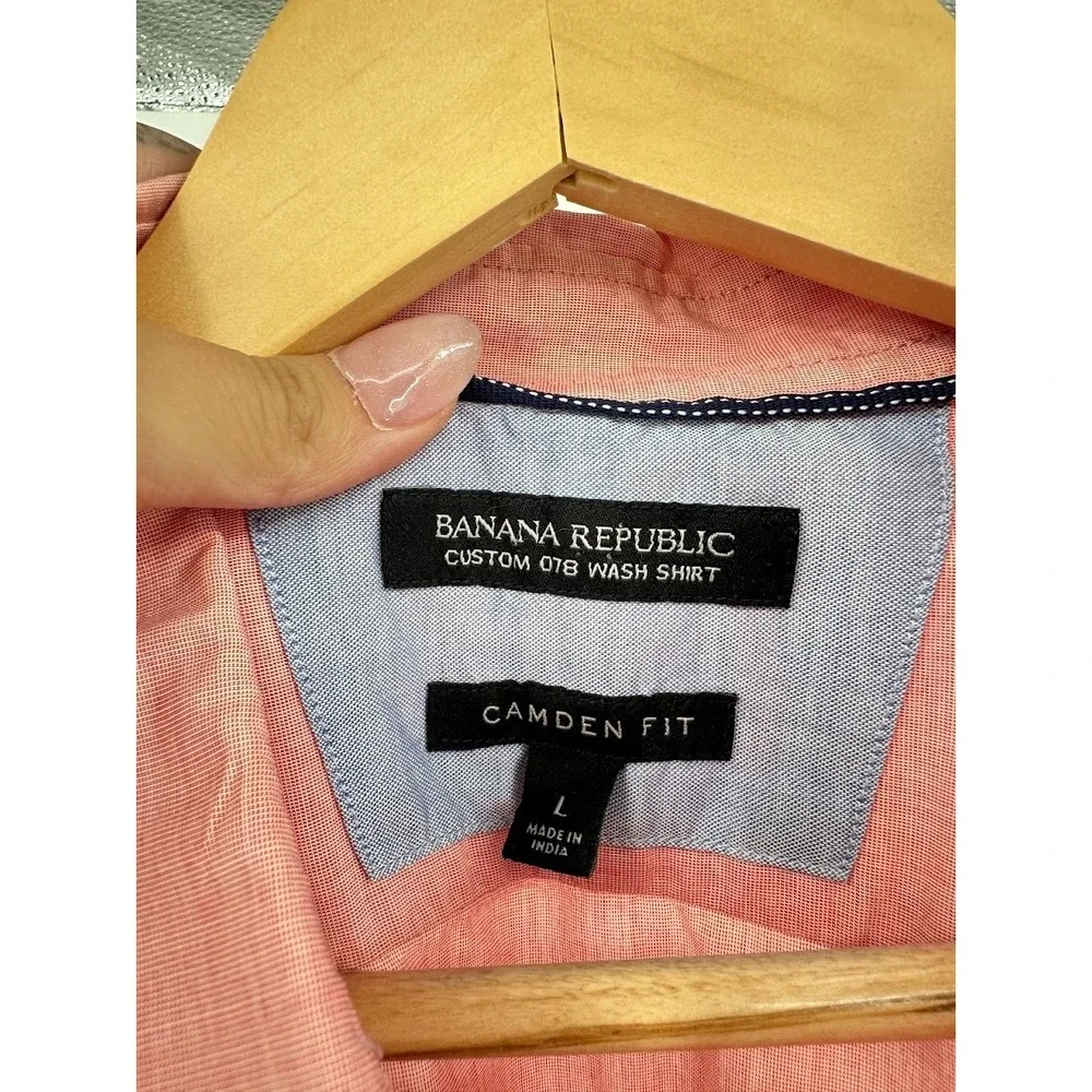 Banana Republic Cotton Camden Fit Button Down Shirt Men's Large Pink Travel